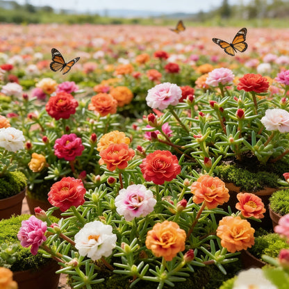 🌸 Double Delight Moss Rose Seeds – 🌿 Perennial / Giant Blooms / No-Fuss Growth