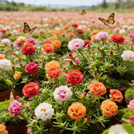 🌸 Double Delight Moss Rose Seeds – 🌿 Perennial / Giant Blooms / No-Fuss Growth
