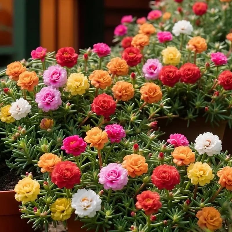 🌸 Double Delight Moss Rose Seeds – 🌿 Perennial / Giant Blooms / No-Fuss Growth
