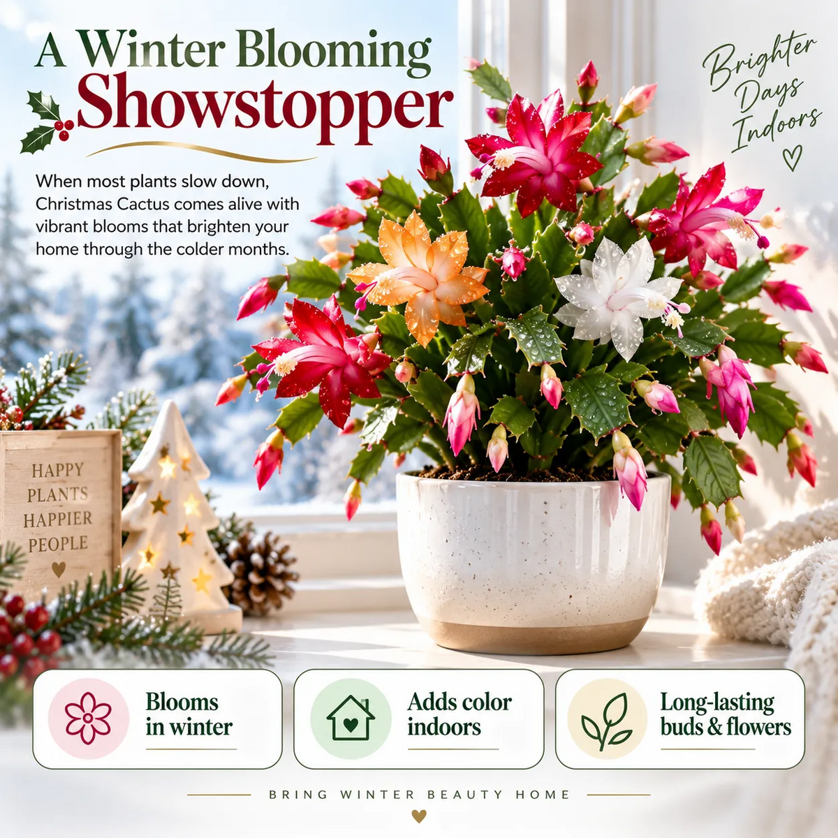 🦀Mix Colors Schlumbergera Bulbs– Easy Care Blooms in Every Shade, Even in Winter ❄️🌈