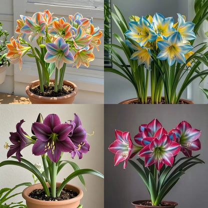 Big blooms • Easy care • Unique colors🏠🌈Exotic Rare Amaryllis Bulbs for Stunning Spring Flowers🌼