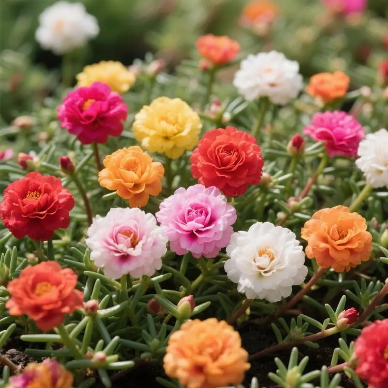 🌸 Double Delight Moss Rose Seeds – 🌿 Perennial / Giant Blooms / No-Fuss Growth