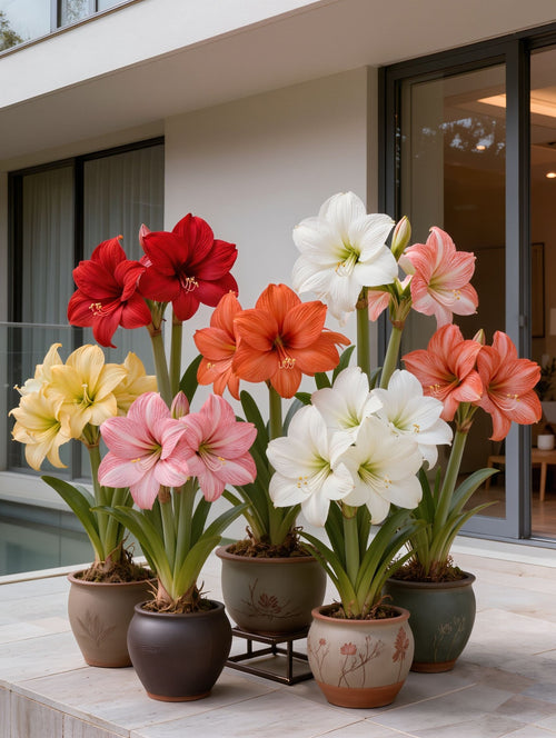 ꙳⋆🦋Giant Double-Flowered Amaryllis(Hippeastrum)  Bulbs –🌺 The flowers are brilliant and long-lasting.