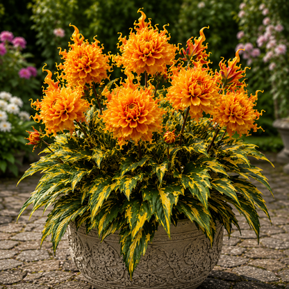 🤗🌸 Variegated Dahlia Bulbs 🌿💥 Stunning Multi-Color Blooms, Easy to Grow