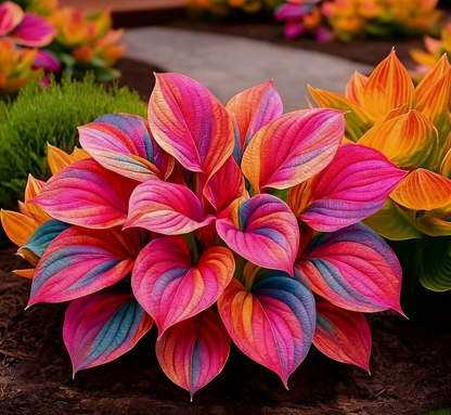 🔥Rare Dark Blue Flame Hostas Seeds🌌 Glow in the Day & Night Garden Magic