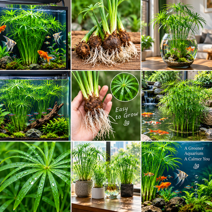 🌿Water Bamboo Bulbs-Hydroponic Umbrella Plant – Natural Water Purifier for Aquariums, Turtle Tanks & Ponds