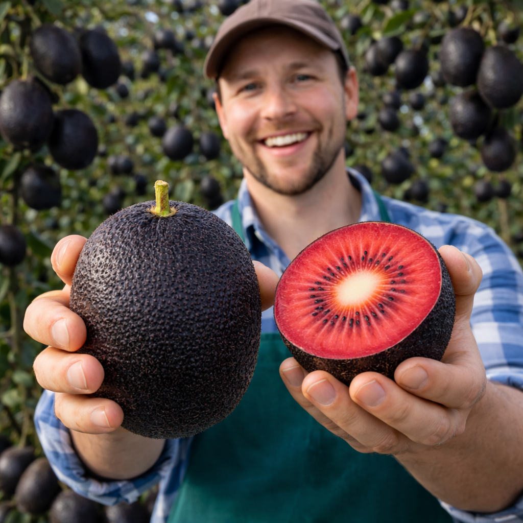 🥝Black Diamond Ruby Kiwi Seeds – Sweet, Nutrient-Rich & Easy to Grow at Home