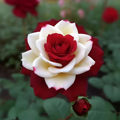 🔥 Rare Red & White Twin Rose 🌹Two Colors, One Stunning Bloom!