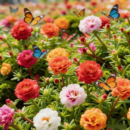 🌸 Double Delight Moss Rose Seeds – 🌿 Perennial / Giant Blooms / No-Fuss Growth