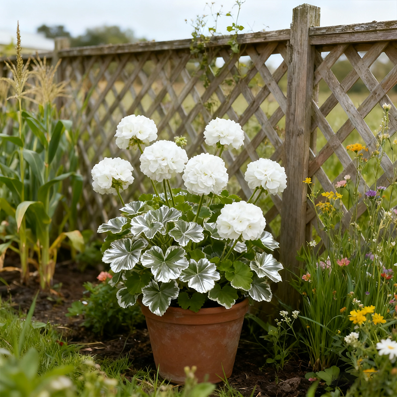  🌺•Geranium seeds, double-flowered flowers/silver-edged leaves