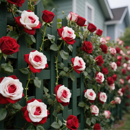 🤗🌹Rare Twin Red White Rose Seeds  – Stunning Garden Blooms, Easy to Grow🌱👩🏻‍🌾