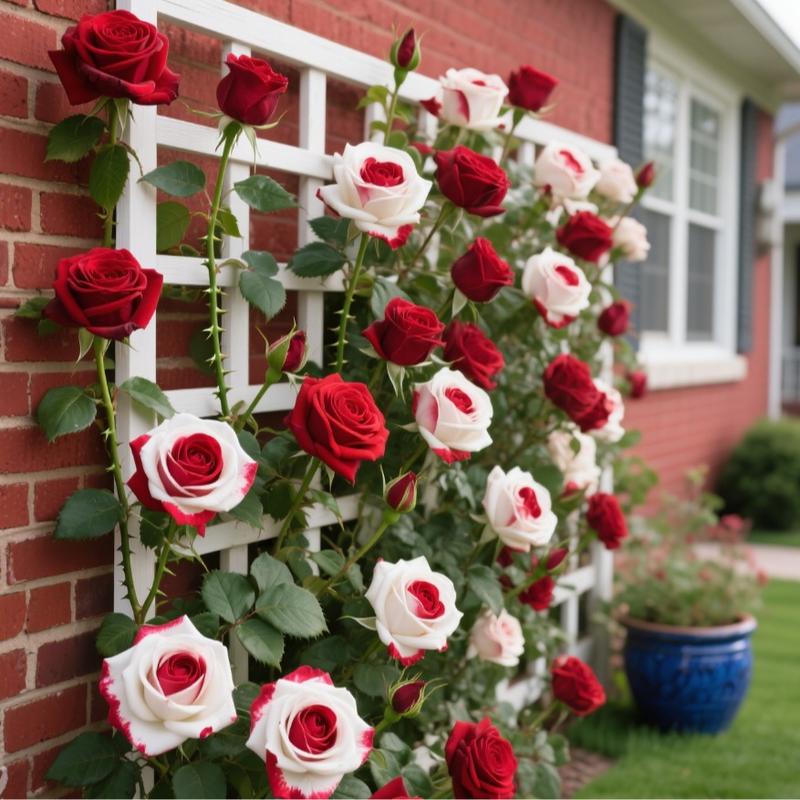 🤗🌹Rare Twin Red White Rose Seeds  – Stunning Garden Blooms, Easy to Grow🌱👩🏻‍🌾