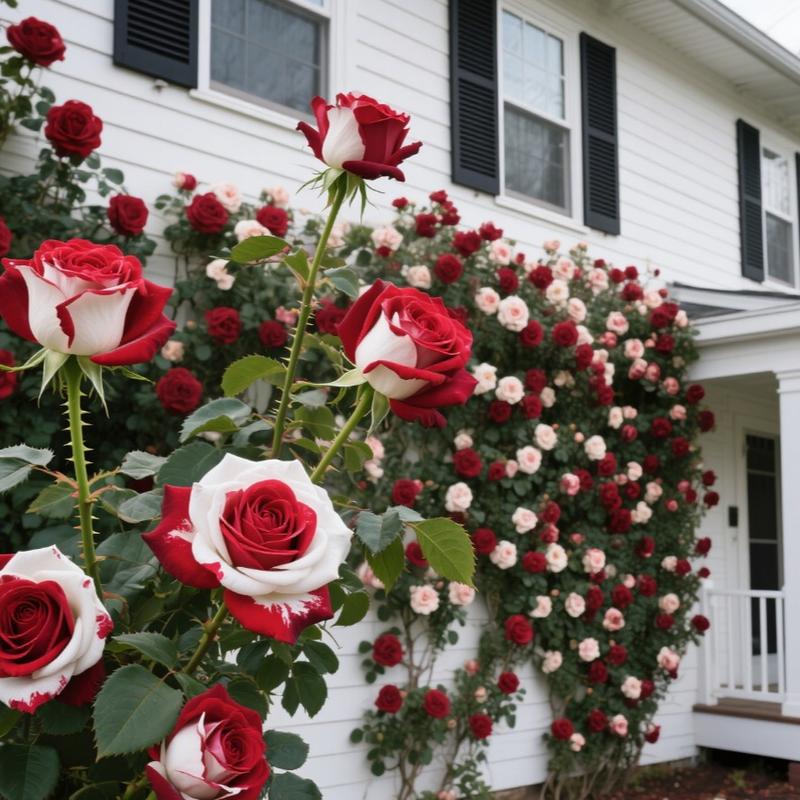 🤗🌹Rare Twin Red White Rose Seeds  – Stunning Garden Blooms, Easy to Grow🌱👩🏻‍🌾