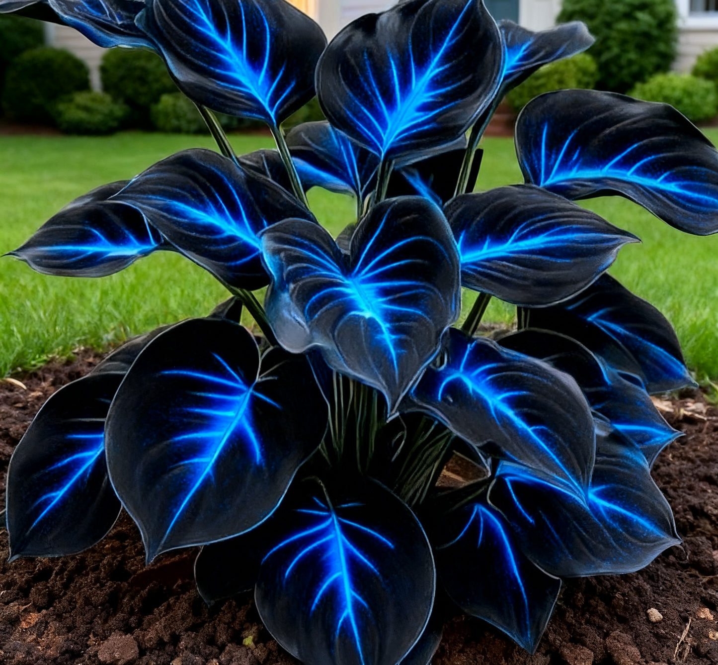 🔥Rare Dark Blue Flame Hostas Seeds🌌 Glow in the Day & Night Garden Magic