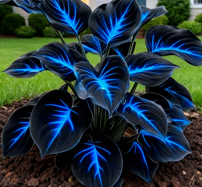 🔥Rare Dark Blue Flame Hostas Seeds🌌 Glow in the Day & Night Garden Magic