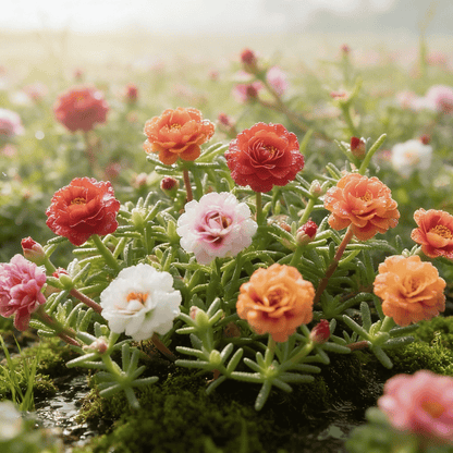 🌸 Double Delight Moss Rose Seeds – 🌿 Perennial / Giant Blooms / No-Fuss Growth