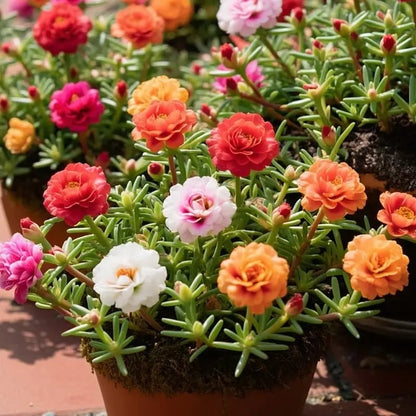 🌸 Double Delight Moss Rose Seeds – 🌿 Perennial / Giant Blooms / No-Fuss Growth
